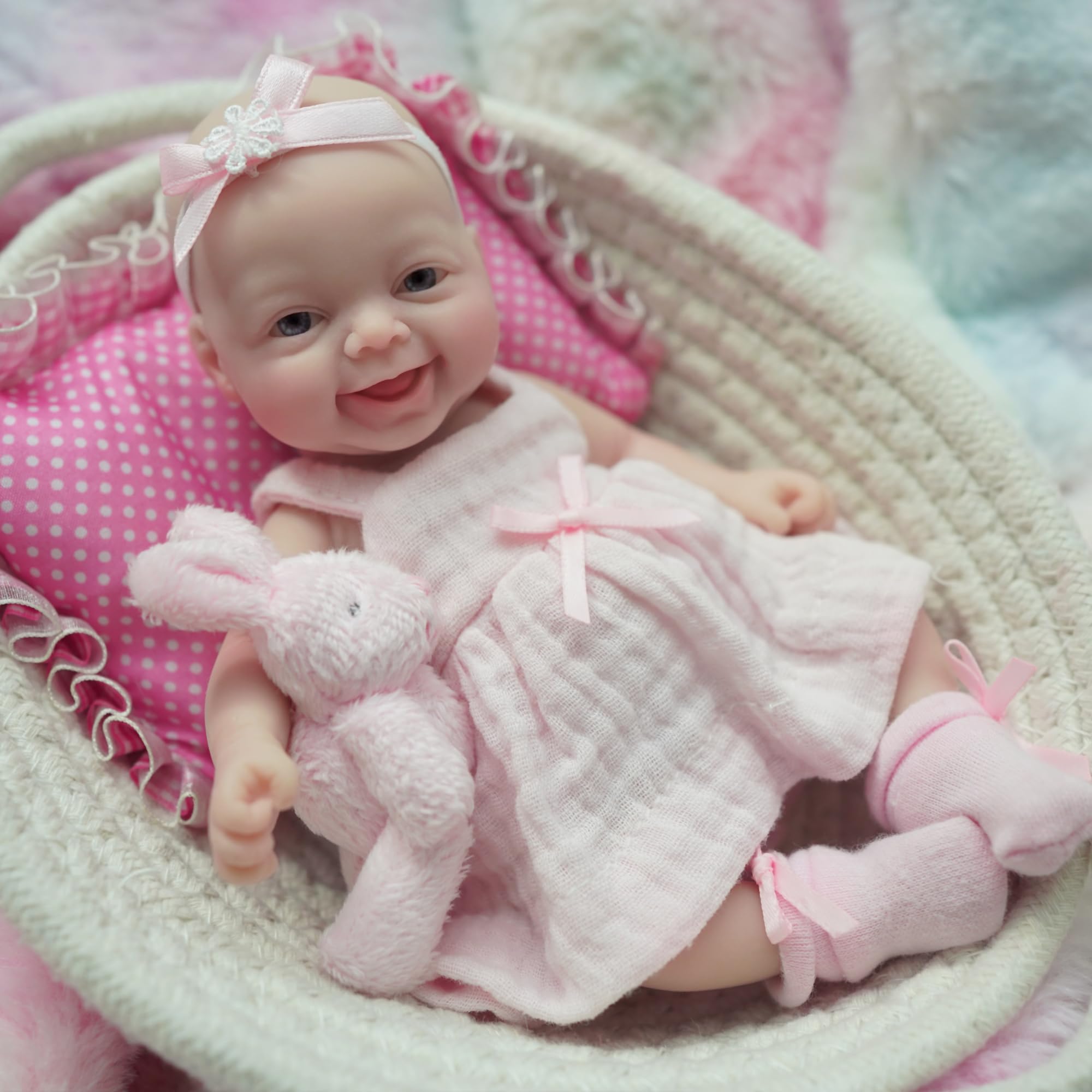 Reborn Baby Doll Silicone Realistic - Poupée miniature en silicone de 7