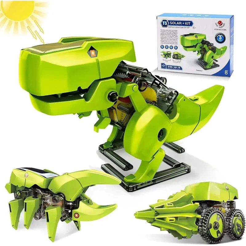 Stem Solar Robot Kit For Kids - Kit robot solaire 3-en-1, jouets dinosaures,