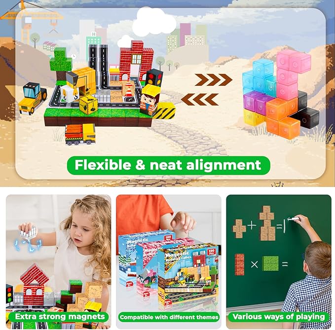 100 pièces blocs magnétiques,  - Magnetic Building Tiles Set 100Pcs avis et prix