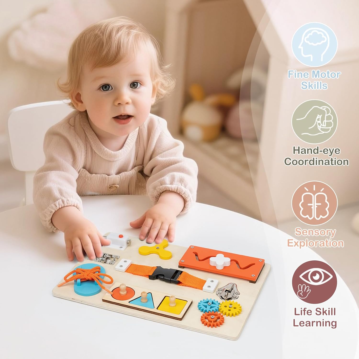 Planche occupée Montessori pou - Montessori Wooden Busy Board Toddler avis et prix