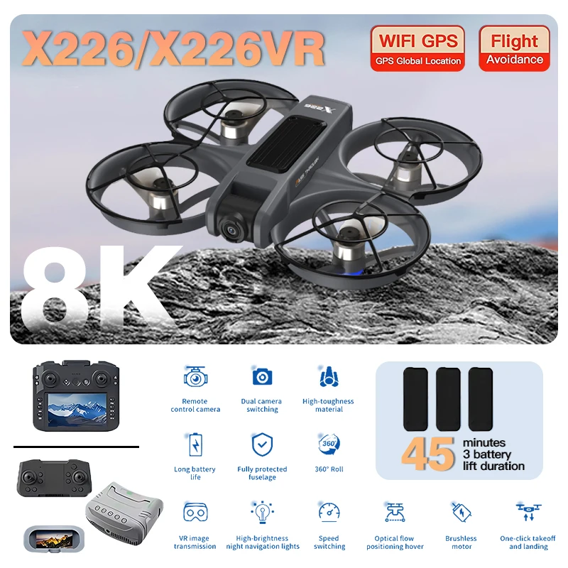 Drone pliable GPS X226/X226VR  - Fpv Brushless Rc Drone 4K avis et prix