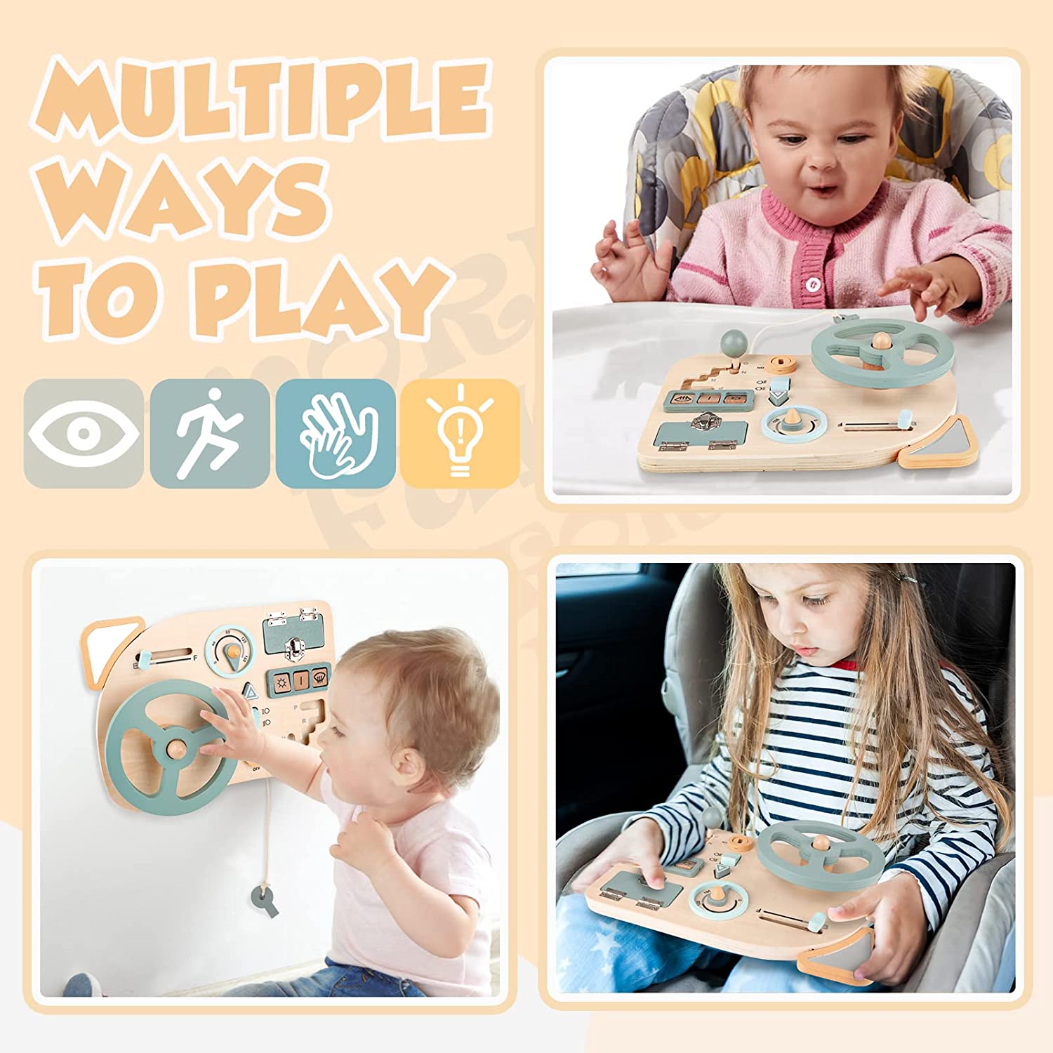 Volant jouet Montessori, planc - Montessori Wooden Busy Board Toddler avis et prix
